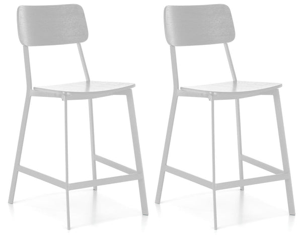 Set 2 Sgabelli 51x51,5xH97 cm in Legno e Metallo Woody Bianco online