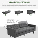 Divano Letto 200x79x96 cm in Tessuto Grigio