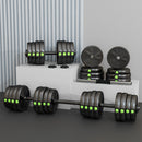 Set 2 in 1 con 2 Manubri Convertibili in Bilanciere Peso Totale 30 kg e Dischi Pesi Regolabili Nero      