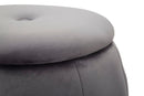 Puff Contenitore Paris Ø43x43 cm in Legno Spugna e Poliestere Grigio e Argento