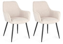 Set 2 Sedie 58x63x85,5 cm Cora in Tessuto Nero e Beige