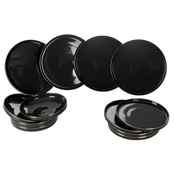 online Servizio Piatti 12 Pezzi in New Bon China VdE Tivoli 1996 Luxury Black