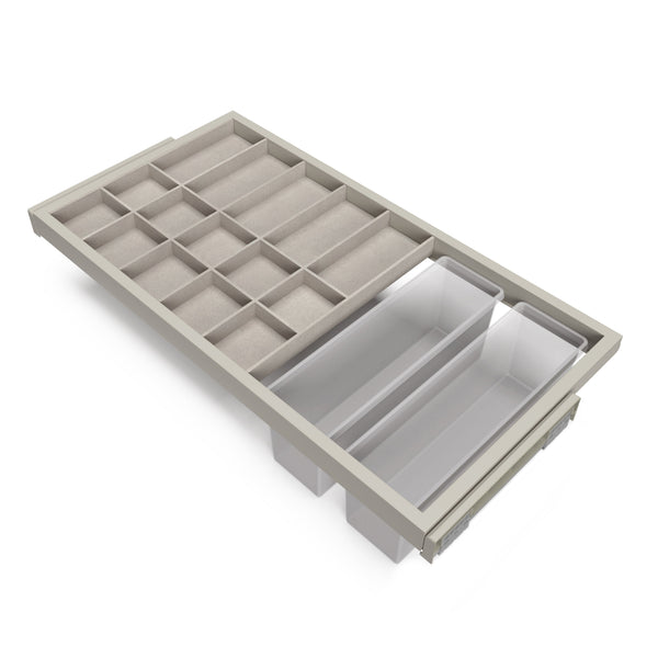 acquista Kit Cassetto Organizzatore e Telaio per Armadio 900 mm in Alluminio e Plastica Emuca Grigio Pietra