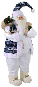Pupazzo Babbo Natale H100 cm Bianco e Blu