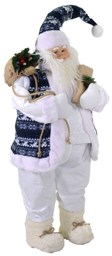 Pupazzo Babbo Natale H100 cm Bianco e Blu
