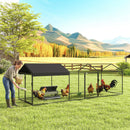 Pollaio per Galline da Esterno 3x1x1 m con Tetto Impermeabile Anti-UV e Serratura in Acciaio Zincato Nero      
