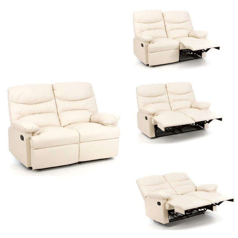 Divano 2 Posti Reclinabile Manuale in Cuoio Diana Crema