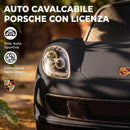 Auto Cavalcabile per Bambini 18-36 Mesi Licenza Porsche 63x28,5x38 cm con Clacson Fari Suoni in PP Nero Opaco      