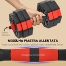 Set Pesi Palestra 4 in 1 30kg Manubri Bilanciere Kettlebell Rosso      