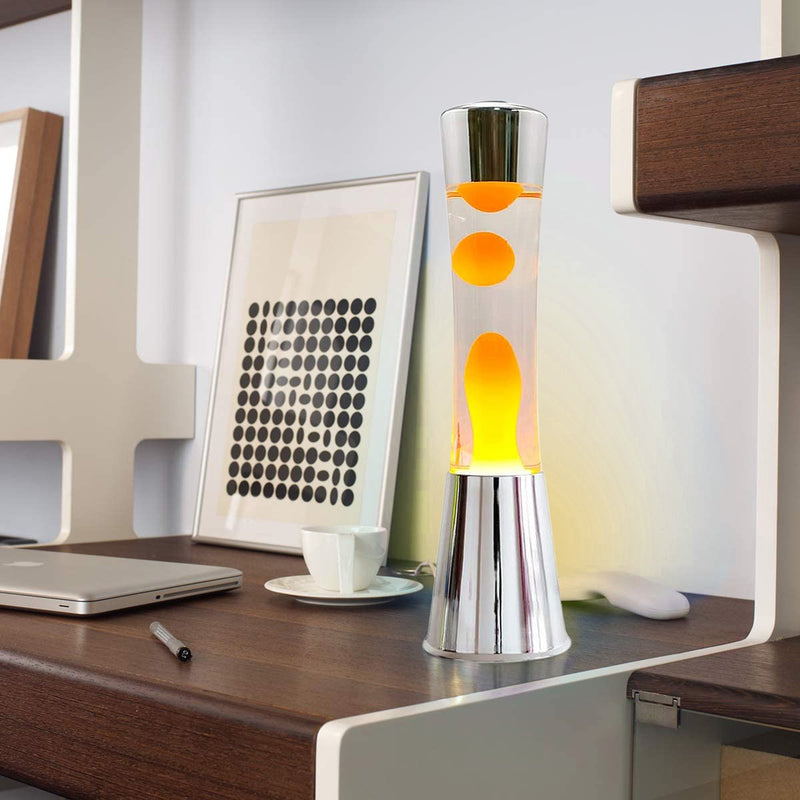 Lampada Lava Lamp 40 cm Base Silver e Magma Giallo