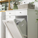 Mobile Portabiancheria da Bagno 78x38x90 cm con 2 Ceste Rimovibili Cassetti e Ante a Ribalta Bianco  