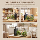 Acquario 45x25x25,5 cm Capacità 24L con Filtro Luce LED e Pompa dell'Acqua in Vetro Temperato Nero      