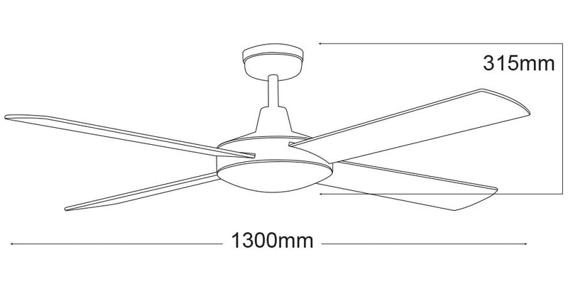 Ventilatore da Soffitto con 4 Pale in Compensato Ø130 cm 3 Velocità Martec Lifestyle Bianco