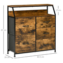 Mobile Cassettiera 5 Cassetti in Tessuto Pieghevoli 83,5x29x87 cm Stile Industriale Marrone