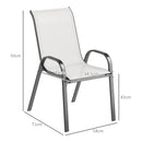 Set 2 Sedie da Giardino 54x71x93 cm Impilabili con Braccioli Curvi in Acciaio e Tessuto Traspirante Grigio Chiaro      