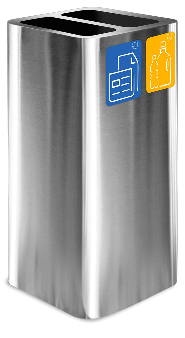 Pattumiera Per Raccolta Rifiuti 38x38xh80 cm In Acciaio Inox Cover a 2 Scomparti Argento acquista