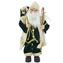 Statuina Babbo Natale Verde Statuetta 80 cm Vestiti in Tessuto Addobbo Natalizio