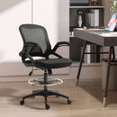 Sedia da Ufficio Traspirante con Braccioli Ribaltabili e Altezza Regolabile 64x60x106-126 cm Nero 
