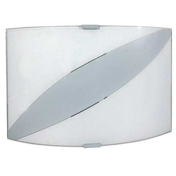 sconto Applique 1xE27 Montatura Argento Vetro Lastra Bianco Decorato Fascia E-Energy Valentina