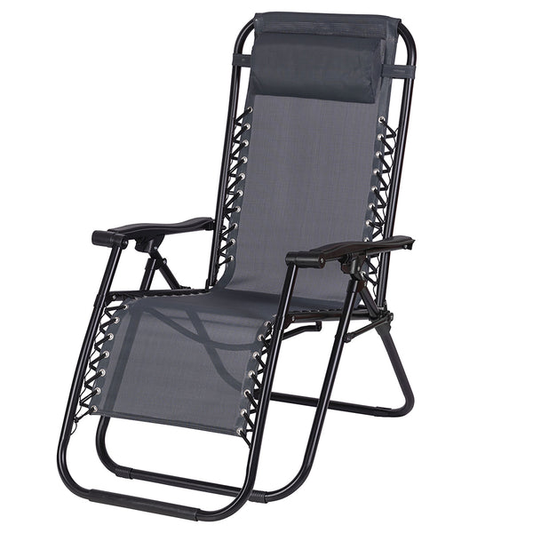 Sedia Sdraio Reclinabile e Richiudibile Rio 65x90x108 cm con Poggiatesta in Poliestere con Struttura in Acciaio Grigio online