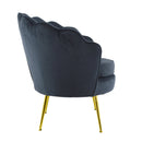 Poltrona Imbottita Schienale a Conchiglia in Velluto Piedi Oro Nero