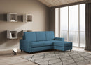 Divano 3 Posti con Pouf 208x155x85 cm Sakar in Tessuto Avio