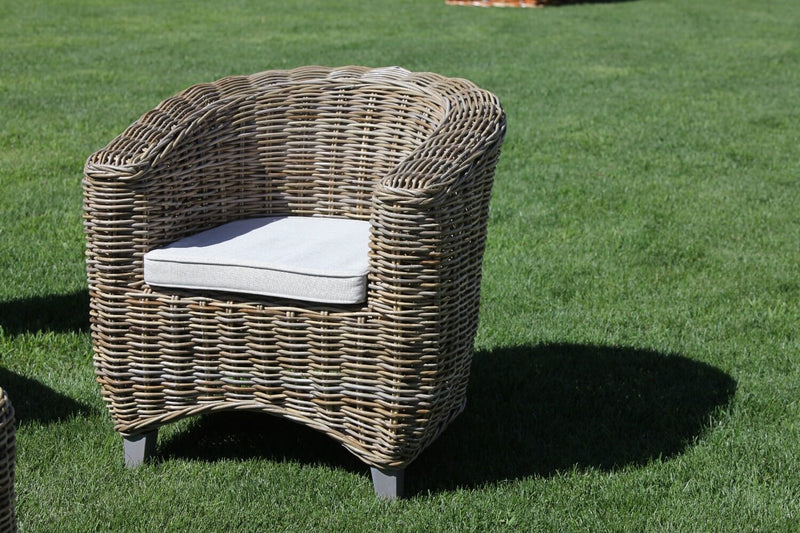 Set Salotto da Giardino Divano 2 Poltrone e Tavolino in Rattan Mumbai Grigio