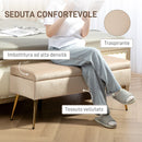 Panca Fondo Letto Imbottita da 30,5L 102x35x43 cm in Tessuto Effetto Velluto Beige  