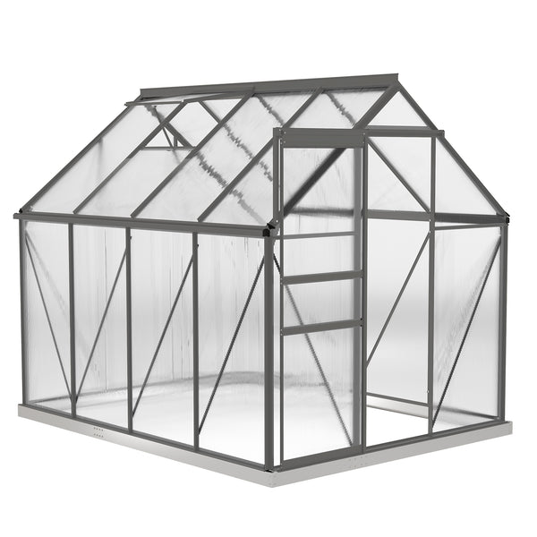 prezzo Serra 190x253x199 cm con Finestra Apribile e Porta Scorrevole in Policarbonato e Alluminio Grigio Scuro