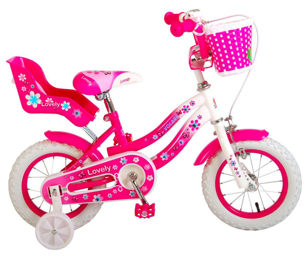 sconto Bicicletta per Bambina 12"" 1 Freno Lovely Rosa e Bianca