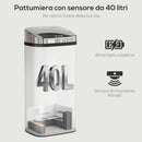 Bidone per Rifiuti da 40L con Sensore per Apertura e Chiusura Automatica 33x25x70 cm in ABS e Acciaio Inox Argento      