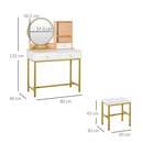 Consolle Trucco 90x40x125 cm con Specchio e Sgabello Bianco