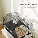 Gabbia per Criceti a 2 Piani 58x43x57 cm con Rampa e Accessori Nero   