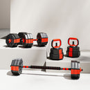 Set Pesi Palestra 4 in 1 30kg Manubri Bilanciere Kettlebell Rosso      