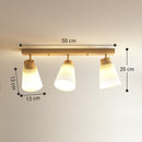 Lampadario da Soffitto con 3 Punti Luce Regolabili a 90° e Attacchi E27 in Acciaio e Vetro Color Legno      