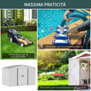 Casetta da Giardino con Doppie Porte Scorrevoli 277x195x192 cm in Acciaio e Polipropilene Argento