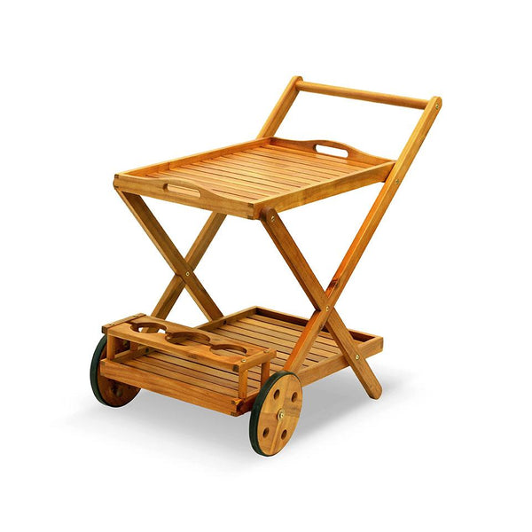 Carrello Portavivande da Giardino Pieghevole in Legno Acacia con Supporto Bottiglie Taddei prezzo