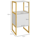 Mobile Bagno con Ripiano Aperto e Anta con Apertura a Pressione 33x33x80 cm in Bambù e MDF Bianco