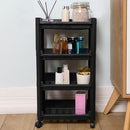 Carrello Salvaspazio Cucina Bagno Scaffale Portaoggetti Multiuso Nero 4 Ripiani