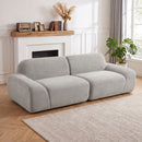 Divano 3 Posti Arrotondato Senza Struttura 244x95x70 cm con Seduta Ampia in Ciniglia Grigio Chiaro      