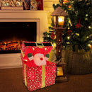 Scatola Regalo Babbo Natale 20x20x30 cm con Luci e Movimento Rosso