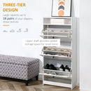 Scarpiera 3 Scomparti in Legno Bianco 60x24x132 cm 