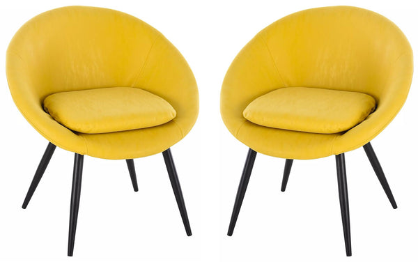 sconto Set 2 Sedie in Metallo e Similpelle Giallo