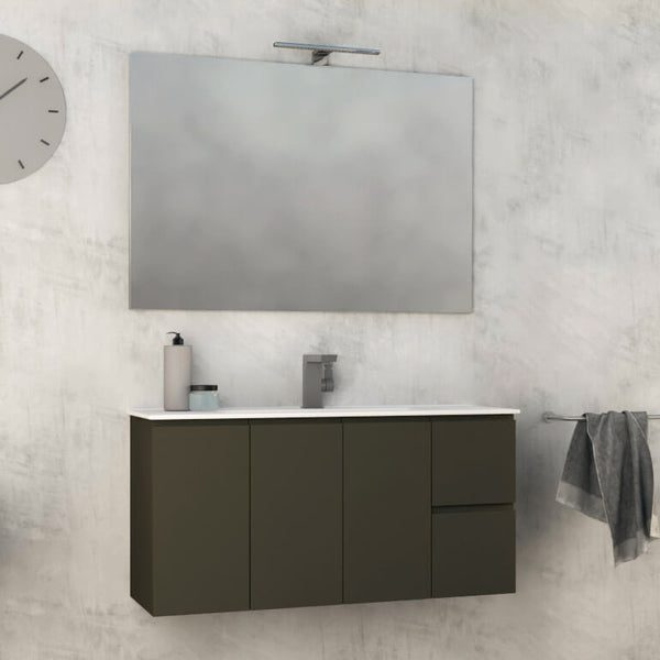 Mobile Bagno Sospeso 100 cm Lavabo e Specchio Tavassi Urano Grigio Talpa Opaco prezzo