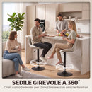 Set 2 Sgabelli Bar Girevoli Regolabili 47x53x90-110 cm con Base in Metallo e Schienale Bianco Crema      