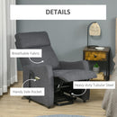 Poltrona Alzapersona Elettrica 1 Motore 68x87x104 cm in Tessuto Effetto Lino Nero