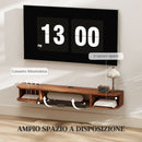 Mobile Porta TV fino 50" Sospeso 120x24x16 cm con Cassetto 2 Ripiani Aperti e Foro Passacavi Noce      