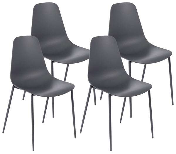 acquista Set 4 Sedie 49x48,5x88 cm in Polipropilene Grigio Scuro