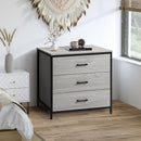 Cassettiera 3 Cassetti 80x48x78 cm in Legno e Acciaio Grigio Chiaro