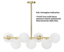 Lampadario Glamy 7 Luci 81x30x74 cm in Ferro e Vetro Oro e Bianco
